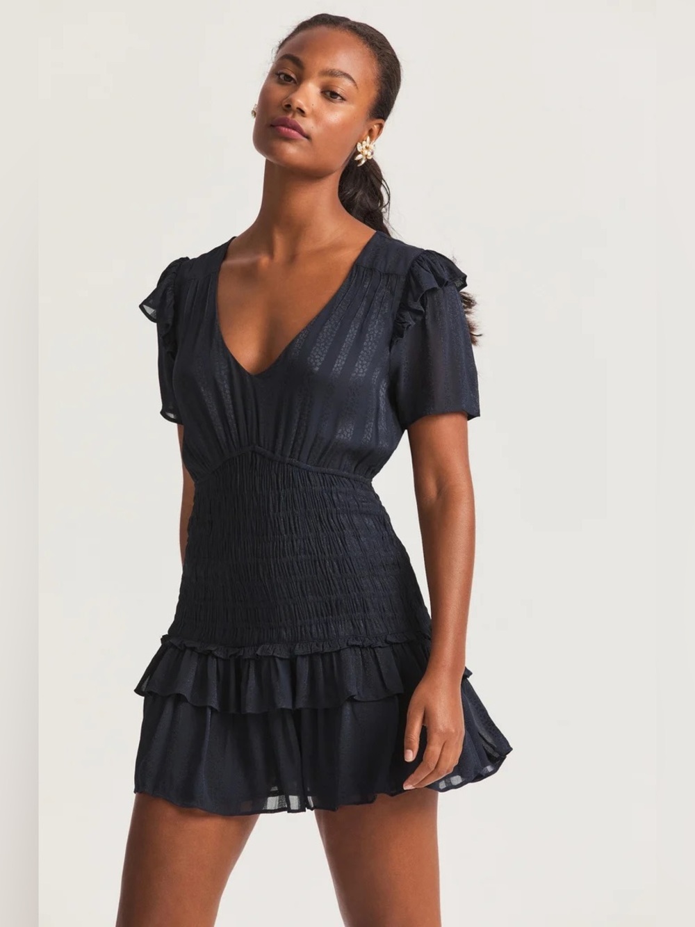 Love Shack Fancy Rena Dress Small Midnight Navy Blue Ruffles Girly